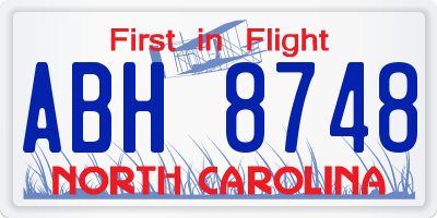 NC license plate ABH8748