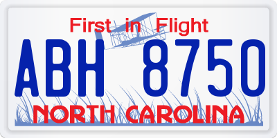 NC license plate ABH8750