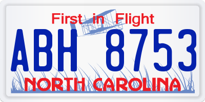 NC license plate ABH8753