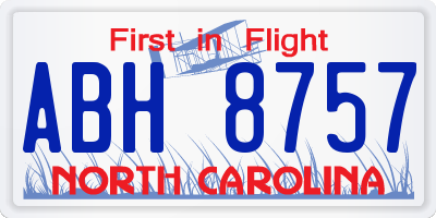 NC license plate ABH8757