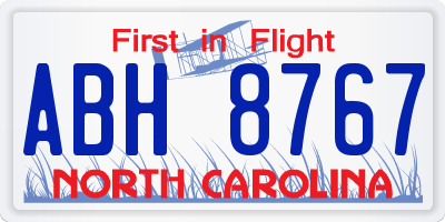 NC license plate ABH8767