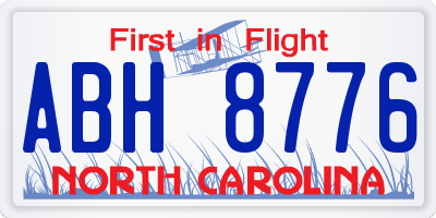 NC license plate ABH8776