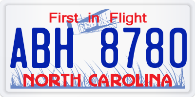 NC license plate ABH8780