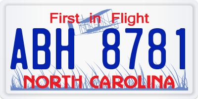 NC license plate ABH8781
