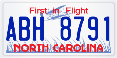 NC license plate ABH8791