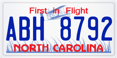 NC license plate ABH8792