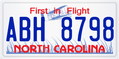 NC license plate ABH8798