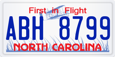 NC license plate ABH8799