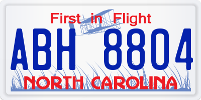 NC license plate ABH8804