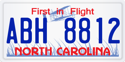NC license plate ABH8812