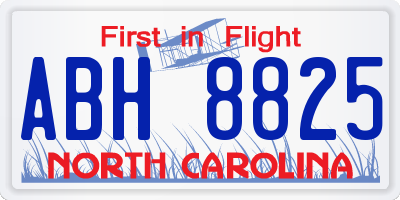 NC license plate ABH8825