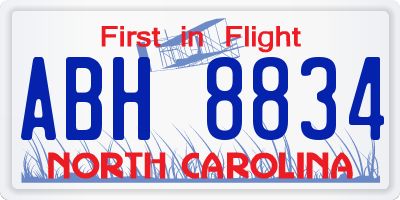 NC license plate ABH8834
