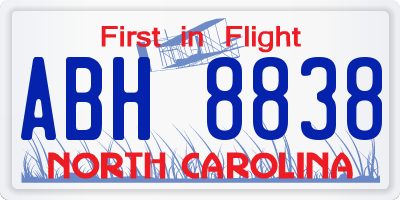 NC license plate ABH8838