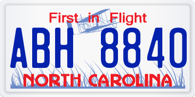 NC license plate ABH8840