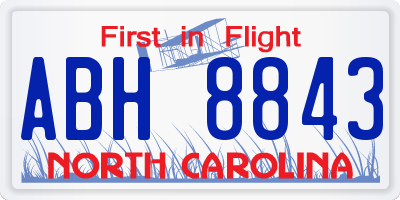 NC license plate ABH8843