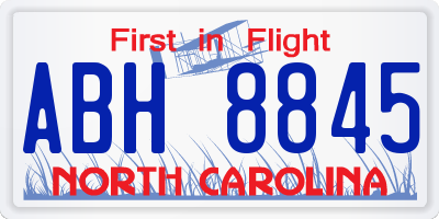 NC license plate ABH8845