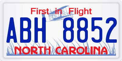 NC license plate ABH8852
