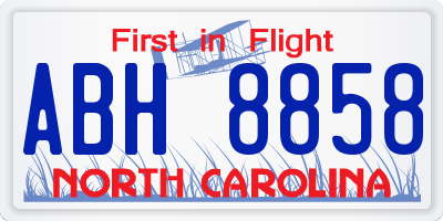 NC license plate ABH8858
