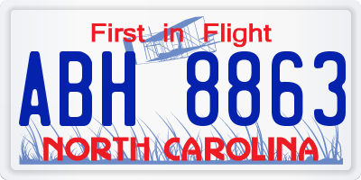 NC license plate ABH8863