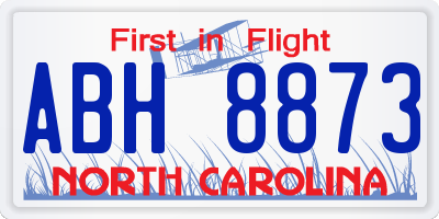 NC license plate ABH8873