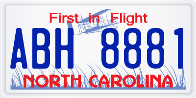 NC license plate ABH8881