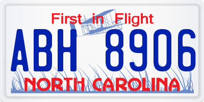 NC license plate ABH8906