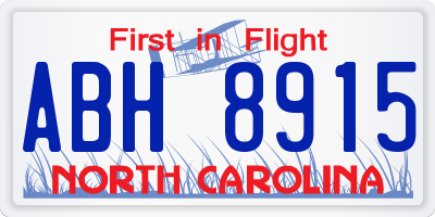 NC license plate ABH8915