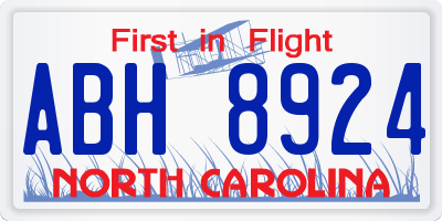 NC license plate ABH8924