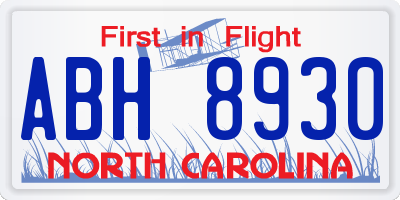 NC license plate ABH8930