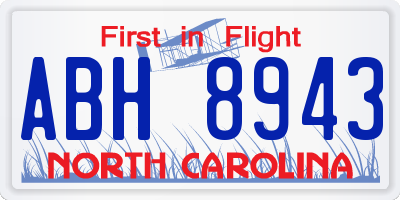 NC license plate ABH8943