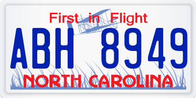 NC license plate ABH8949