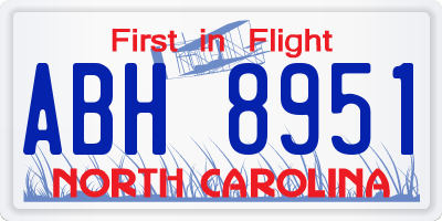 NC license plate ABH8951