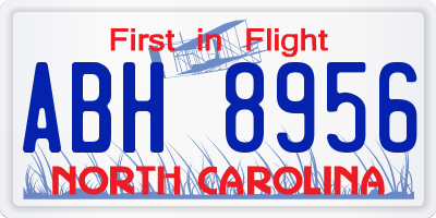 NC license plate ABH8956