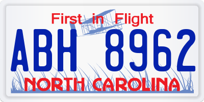 NC license plate ABH8962