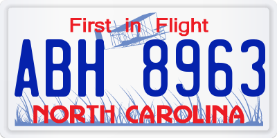 NC license plate ABH8963