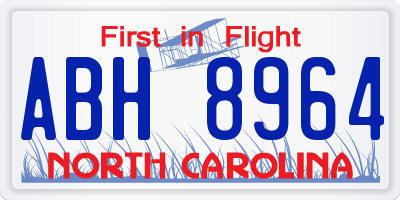 NC license plate ABH8964