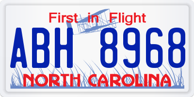 NC license plate ABH8968
