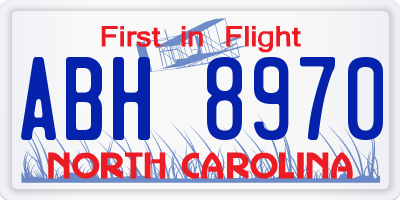NC license plate ABH8970