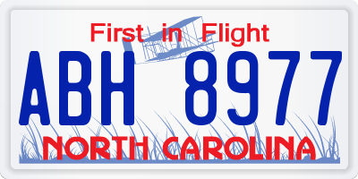 NC license plate ABH8977