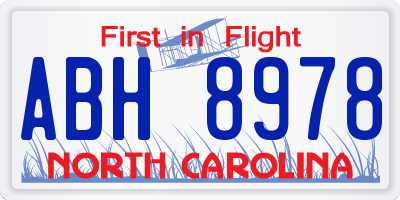 NC license plate ABH8978