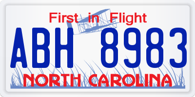 NC license plate ABH8983