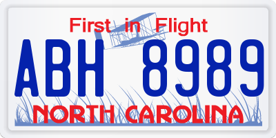 NC license plate ABH8989