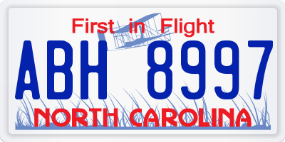 NC license plate ABH8997