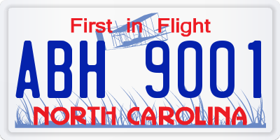 NC license plate ABH9001