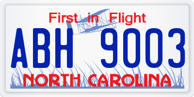 NC license plate ABH9003