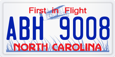 NC license plate ABH9008