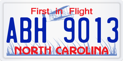 NC license plate ABH9013