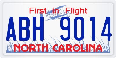 NC license plate ABH9014