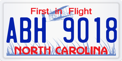 NC license plate ABH9018
