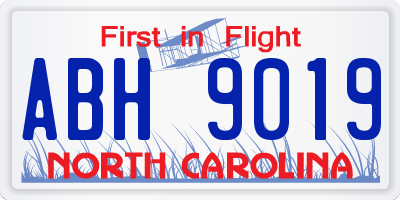NC license plate ABH9019